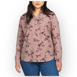 NWT Hilary Radley Long Sleeve Tunic Blouse – Size S – Pink Floral